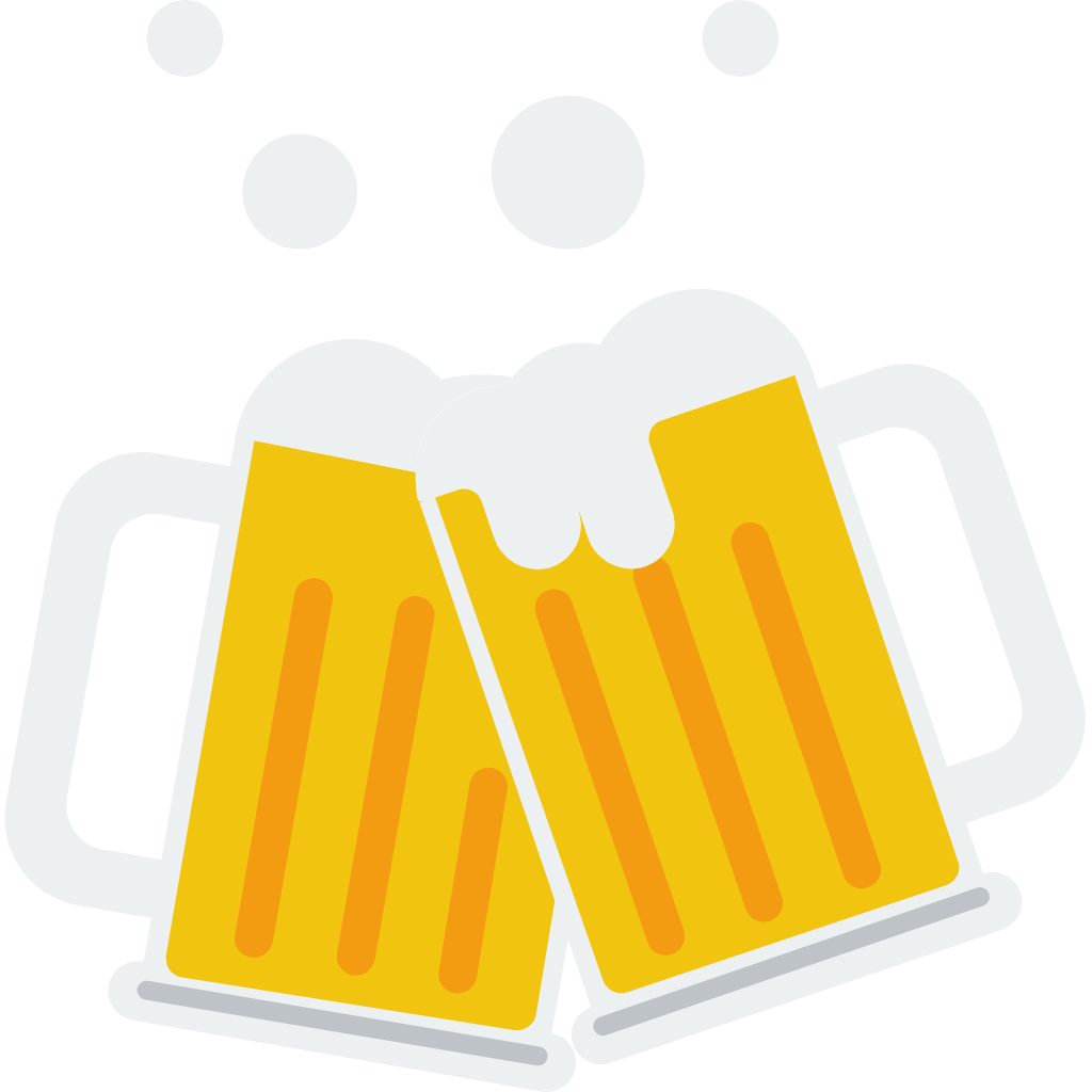 Logo officiel Je n'ai jamais - Deux bières qui trinquent